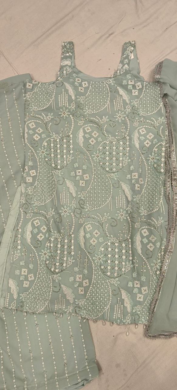 Georget fabric thread work & sequence work